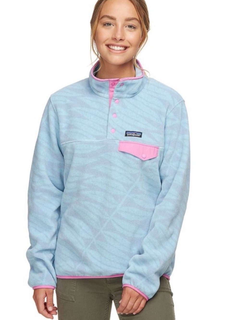 PATAGONIA Synchilla Snap-T Fleece Pullover Sweatshirt Womens L Blue Eucalyptus